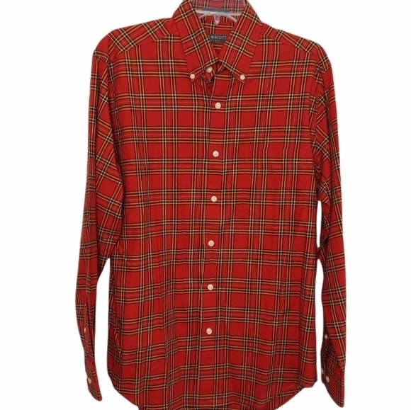 Lyle & Scott Plaid Flannel Shirt Medium Red NWOT - Picture 1 of 8